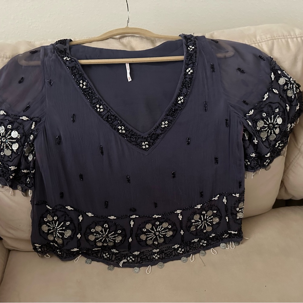 Free People elegant embroidered top